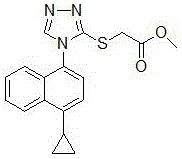 Chemical structure of methyl 2-((4-(4-cyclopropylnaphthalen-1-yl)-4H-1,2,4-triazol-3-yl)thio)acetate intermediate