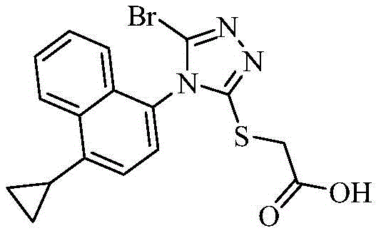 Chemical structure of Lesinurad (Racinard), the final API target of this synthesis pathway