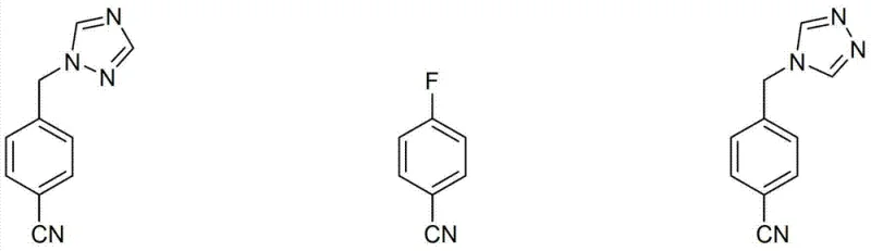 Synthetic scheme for the synthesis of letrozole from the purified intermediate showing the coupling with p-fluorobenzonitrile