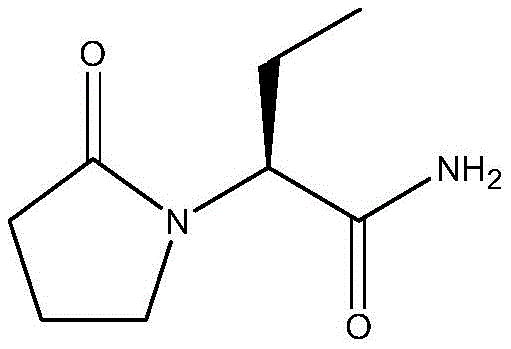 Chemical structure of Levetiracetam showing the chiral center and pyrrolidone ring