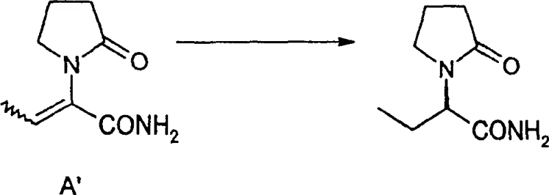 Reaction scheme showing asymmetric hydrogenation of unsaturated precursor to Levetiracetam