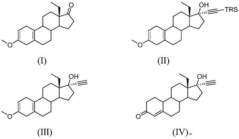 Complete reaction scheme showing the conversion of compound (I) to levonorgestrel (IV) via silyl-protected intermediates