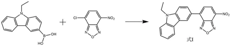 General synthetic route showing the Suzuki coupling between carbazole boronic acid and chloro-nitrobenzoxadiazole