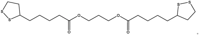 Chemical structure of Lipoic Acid Derivative B featuring ester linkages and dithiolane rings