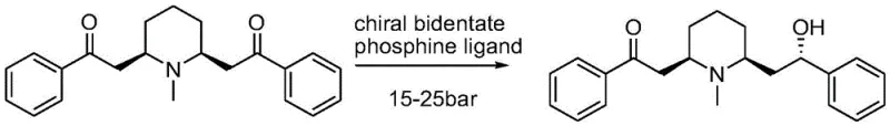 Prior art synthesis route requiring high pressure hydrogenation conditions