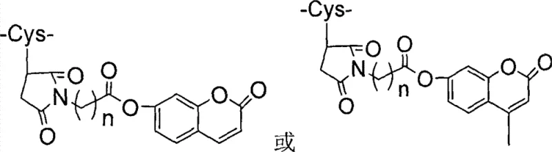General chemical structure of side-chain modified cysteine building blocks used for GLP-1 stabilization