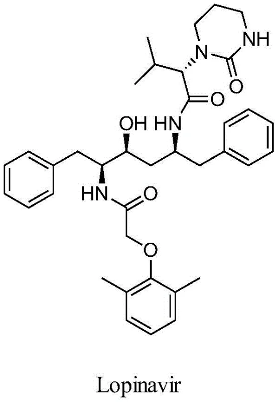 Chemical structure of Lopinavir showing multiple chiral centers