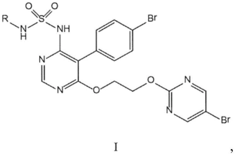 General chemical structure of Formula I pyrimidine sulfonamide derivatives including Macitentan