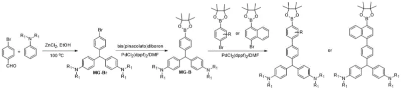 General synthetic route for Malachite Green Borate derivatives via Suzuki coupling