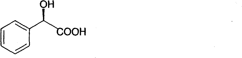 Chemical structure of (R)-(-)-mandelic acid showing the chiral center and functional groups critical for pharmaceutical activity