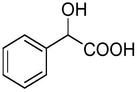 Chemical structure of Mandelic Acid showing the alpha-hydroxy phenylacetic acid configuration