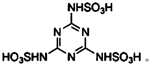 Chemical structure of melamine trisulfonic acid catalyst showing three sulfonic acid groups