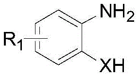 Structural formula of substituted aniline compound reactant with variable R1 and X groups