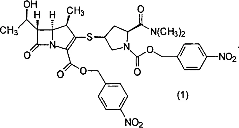 Chemical structure of the meropenem intermediate Compound 1 showing the beta-lactam core and protecting groups