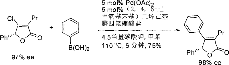 Suzuki coupling of optically active chlorolactone showing retention of enantiomeric excess