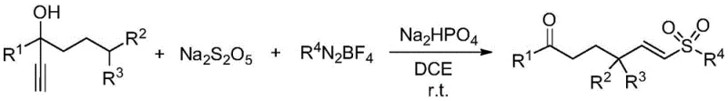 General reaction scheme for metal-free synthesis of alkenyl sulfones using aryl diazonium salts and sodium metabisulfite