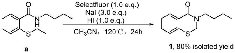 Substrate scope showing various N-substituents including methyl, benzyl, and cyclohexyl with corresponding yields
