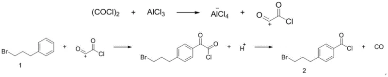 Mechanism of Friedel-Crafts acylation showing acylium ion formation and para-selectivity