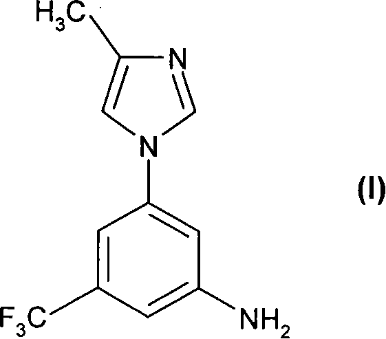 Chemical structure of 5-(4-methyl-1H-imidazol-1-yl)-3-(trifluoromethyl)-aniline Formula I