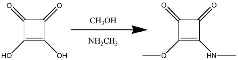 Reaction scheme showing the conversion of Squaric Acid to Methyl (methylamino)squarate using Methanol and Methylamine