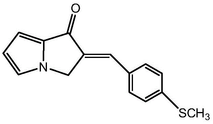 Chemical structure of the key intermediate (E)-2-(4-methylmercaptobenzylidene)-2,3-dihydropyrrolizin-1-one
