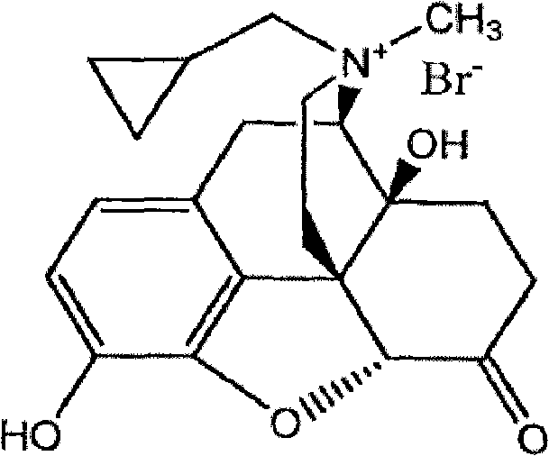 Chemical structure of Methylnaltrexone Bromide showing the quaternary ammonium salt structure