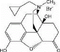 Chemical structure of Methylnaltrexone Bromide showing the quaternary ammonium salt and morphinan backbone