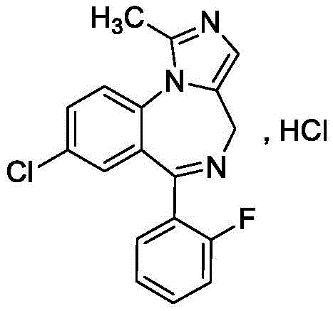 Chemical structure of Midazolam Hydrochloride showing the fused imidazobenzodiazepine core