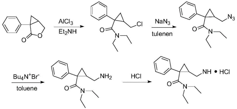 Prior art synthesis route utilizing hazardous sodium azide