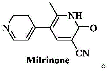 Chemical structure of Milrinone showing the bipyridine core and nitrile group