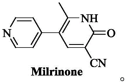 Chemical structure of Milrinone showing the bipyridine core essential for PDE III inhibition