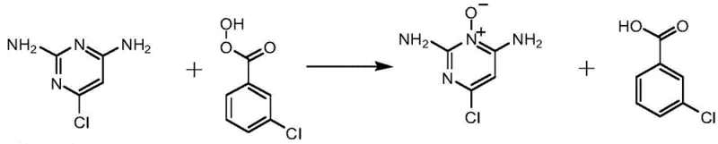 Oxidation reaction of 2,4-diamino-6-chloropyrimidine with mCPBA to form N-oxide intermediate