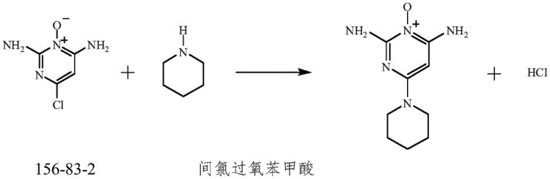 Condensation reaction of N-oxide intermediate with piperidine to synthesize Minoxidil