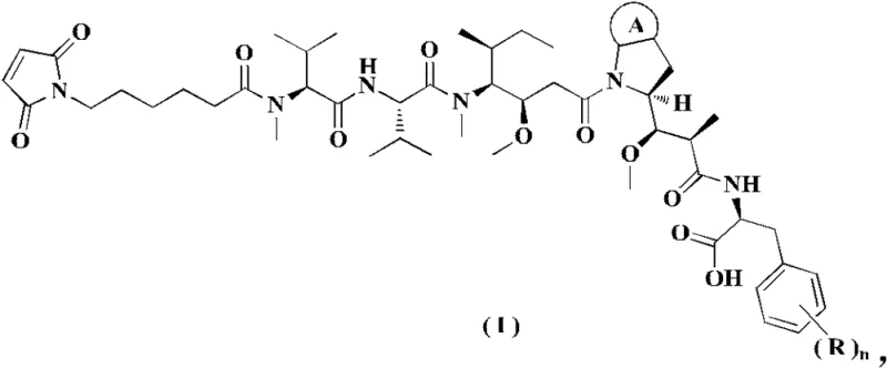 Chemical structure of the target Formula I compound showing the maleimide linker and peptide backbone