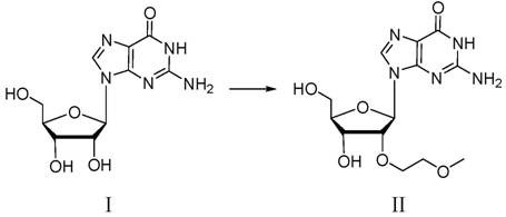 Direct one-step alkylation of guanosine to 2'-O-(2-methoxyethyl) guanosine
