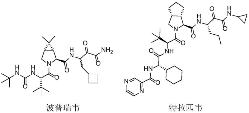 Chemical structures of Boceprevir and Telaprevir, highlighting the demand for chiral amine precursors