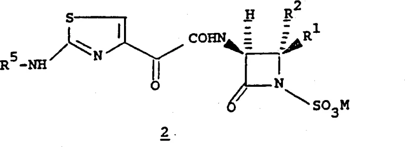 Structure of Formula 2 beta-lactam core with sulfonic acid group
