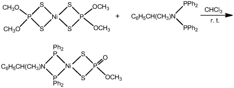 Reaction scheme for the synthesis of the methyl-substituted nickel complex at room temperature