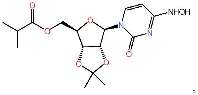 Chemical structure of Mopiravir Intermediate Compound 1 showing the isobutyrate ester and hydroxylamine functionalities