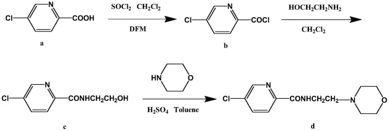 Detailed reaction scheme showing reagents and conditions for Morabemide synthesis