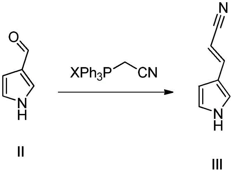 Wittig reaction converting pyrrole-3-formaldehyde to pyrrole-3-acrylonitrile