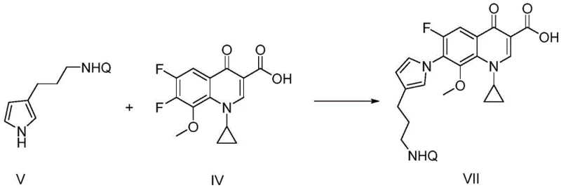 Nucleophilic substitution coupling the protected side chain with the quinoline core