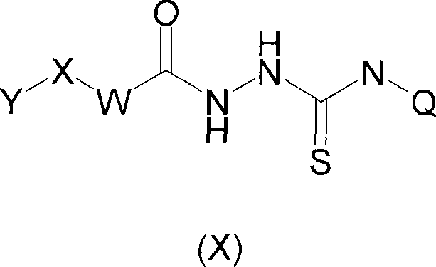 Key Intermediate Formula X showing the acyl thiosemicarbazide structure prior to cyclization