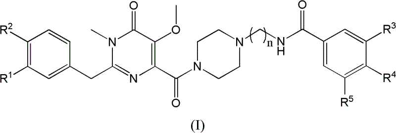 General chemical structure of Formula (I) multi-substituted pyrimidinone compounds