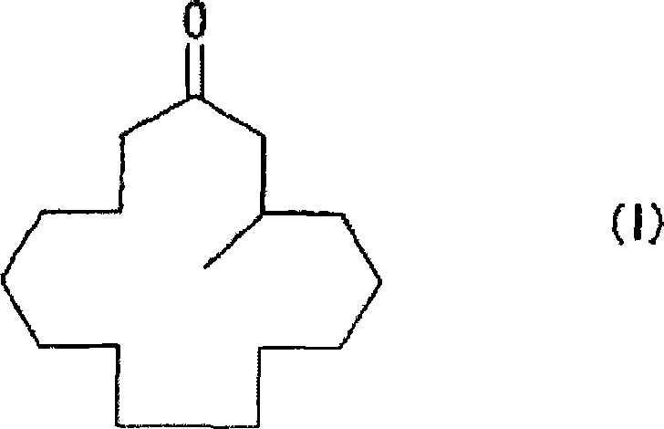 Chemical structure of Muscone (Formula I), the target macrocyclic ketone product.