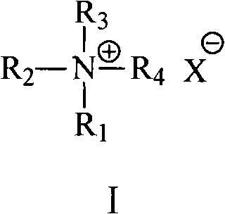 General chemical structure of the quaternary ammonium phase transfer catalyst used in the synthesis, where R groups sum to C12-C25