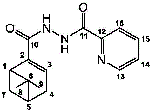 Structural characterization of Compound 1 with atomic numbering for NMR assignment