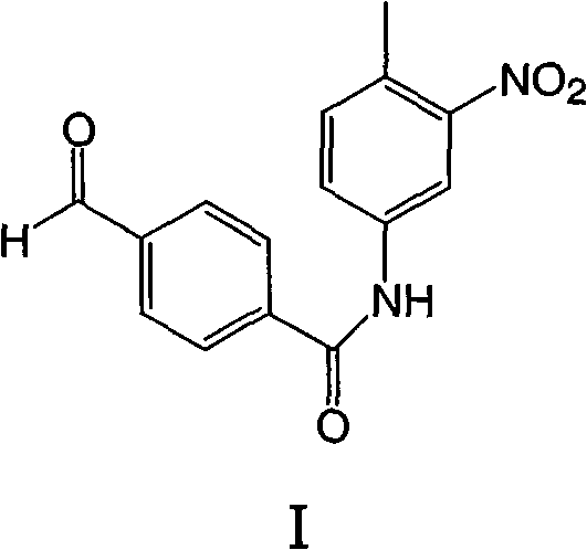 Chemical structure of N-[3-nitro-4-methyl-phenyl]-4-aldehyde-benzamide (Formula I)