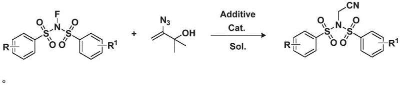 General synthetic route showing reaction of hydroxyalkenyl azide with N-fluorobis(benzenesulfonyl)imide