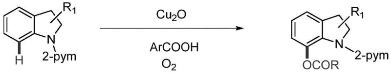 Prior art reaction schemes showing copper and rhodium catalyzed indole functionalization with limitations